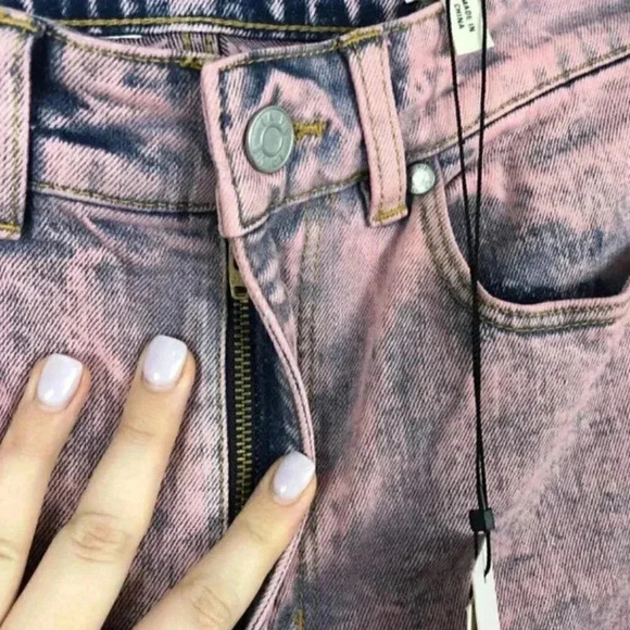NWT La Vie Rebecca Taylor Ines High Rise Slim Ankle Leg Jeans Pink Acid Wash 25 - Picture 5 of 10
